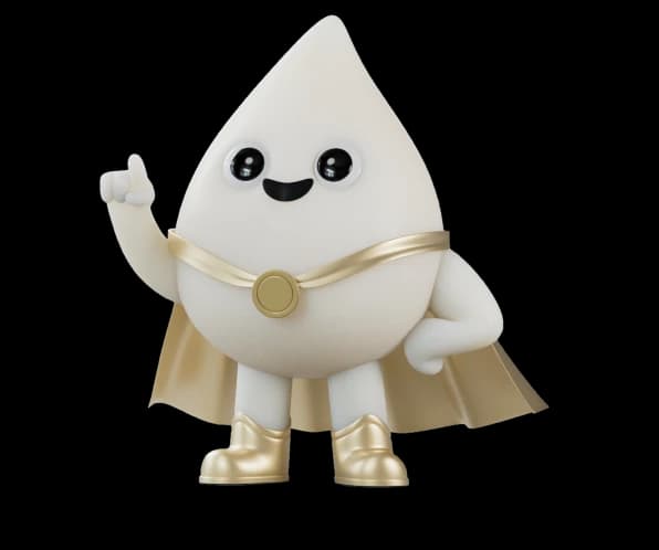 Plush character of milk droplet