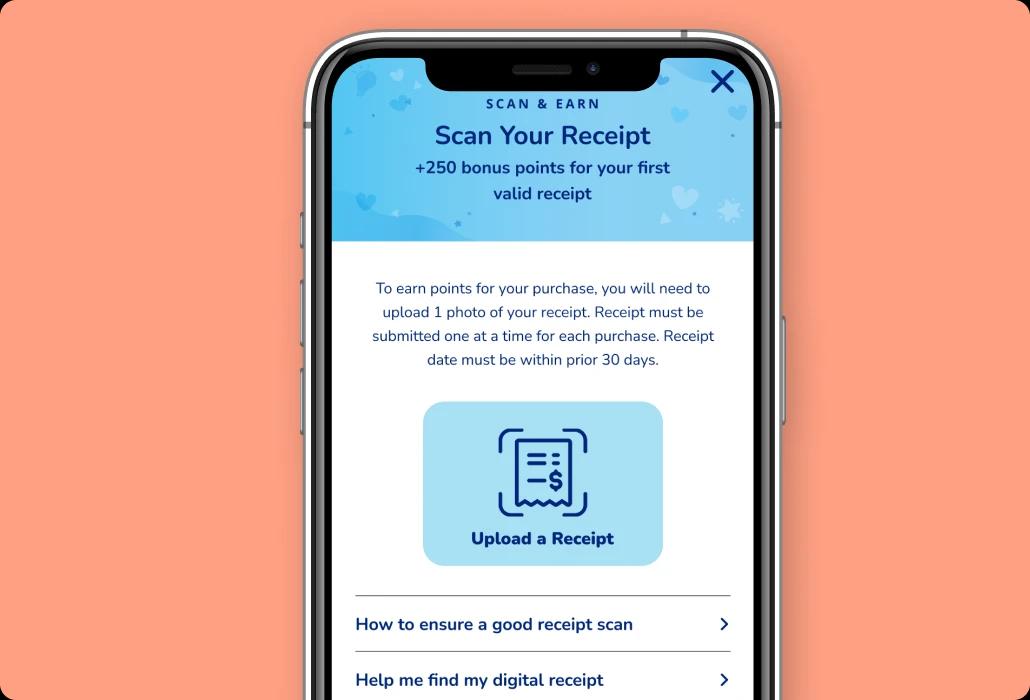 Teléfono que muestra ahorros en la aplicación móvil Enfamil