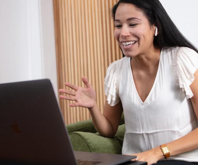 Mom sitting in front of a laptop