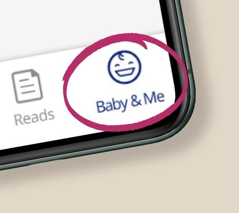 Navigate to Baby & Me in the Enfamil Mobile App Navigation Bar