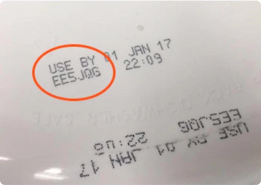 The Lot Number is near the Use By/Expiration Date